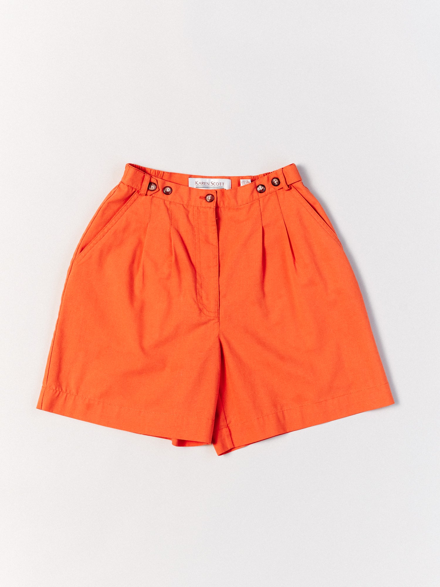 1990s Vivid Orange Cotton Blend Shorts by Karen Scott Vintage Akimbo