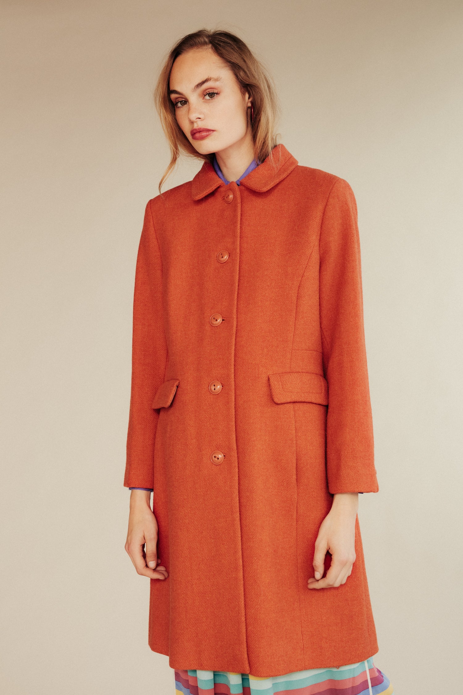 Orange wool coat best sale